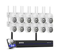 ANNKE Set di telecamere di sorveglianza da 5 MP, per esterni, Wi-Fi, 16 CH 4 K NVR con 12 telecamere PT, visione notturna a colori, audio bidirezionale, riconoscimento intelligente delle persone