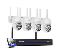 ANNKE Set di telecamere di sorveglianza da 5 MP, per esterni, Wi-Fi, 16 CH 4 K NVR con 4 telecamere PT, visione notturna a colori, audio bidirezionale, riconoscimento intelligente delle persone