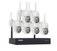 ANNKE Set di telecamere di sorveglianza da 5 MP, per esterni, Wi-Fi, 16 CH 4 K NVR con 6 telecamere PT, visione notturna a colori, audio bidirezionale, riconoscimento intelligente delle persone