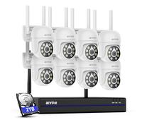 ANNKE Set di telecamere di sorveglianza da 5 MP, per esterni, Wi-Fi, 16 CH 4 K NVR con 8 telecamere PT, visione notturna a colori, audio bidirezionale, riconoscimento intelligente delle persone