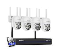 ANNKE Set di telecamere di sorveglianza da 5 MP, per esterni, WLAN, 16 CH 4 K NVR con 4 telecamere PT, visione notturna a colori, audio bidirezionale, riconoscimento intelligente delle persone