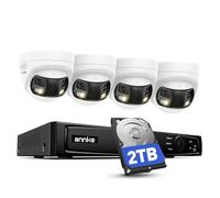 ANNKE Sistema di telecamera di sorveglianza 4K, 8 canali, 12 MP, NVR con disco rigido da 2 TB, 4 X 8 MP, doppia fotocamera PoE, vista panoramica a 180°, visione notturna a colori, rilevamento persone