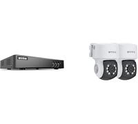 ANNKE Telecamera di sorveglianza analogica da 2 MP, per esterni, con riconoscimento dell'intelligenza artificiale, 3 K Lite a 4 canali DVR per sistema di fotocamera, 2 cavi 1080P con rotazione a 350°