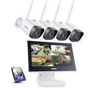 ANNKE Telecamera di sorveglianza esterna con monitor, monitor 4 CH radio NVR con 4 telecamere WiFi da 3 MP, audio a 2 vie, riconoscimento personale, visione notturna HD, supporta Alexa, HDD da 2 TB
