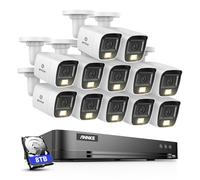 ANNKE Videocamera di sorveglianza 4K collegata esterna, registratore DVR a 16 canali con riconoscimento intelligente delle persone e riconoscimento del veicolo, 12 telecamere analogiche da 8 MP con