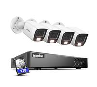 ANNKE Videocamera di sorveglianza a colori da 1080 p, con disco rigido da 2 TB, 8 CH H.265 + 3 K Lite DVR e rilevamento di persone e veicoli, 4 X 2 MP telecamera esterna con cavo BNC