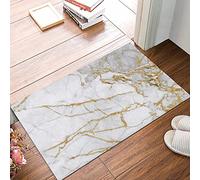 ANNKOOT Tappeto Bagno 50x80 cm,Tappetino Antiscivolo per Il Bagno,Marmo Oro Bianco,Soffice Tappeto da Bagno in Microfibra,Assorbente,Lavabile in Lavatrice