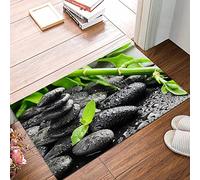 ANNKOOT Tappeto Bagno 50x80 cm,Tappetino Antiscivolo per Il Bagno,Pietre Zen nere e piante sullo sfondo dell'acqua,Soffice Tappeto da Bagno in Microfibra,Assorbente,Lavabile in Lavatrice