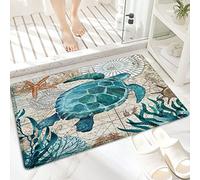 ANNKOOT Tappeto da Bagno in Microfibra, Tappetino da Bagno Antiscivolo,Tartaruga,Morbido, Facile da Pulire, Molto Assorbente per Bagno, Camera da letto, Interni 60x100 cm
