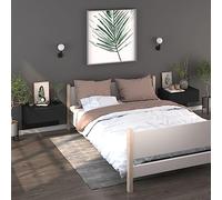 Annlera Comodini a Muro 2 pz Neri in Legno Multistrato 60x40x40 cm Comodino Camera Da Letto Comodini Sospesi Armadietti Laterali Mobili Da Letto Mobiletto Multiuso Comodino Moderno
