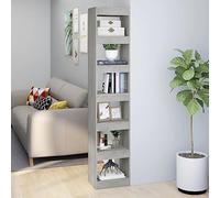 Annlera Libreria/Divisorio Grigio Cemento 40x30x198 cm Divisorio per Ripiani Mobiletto Multiuso Mobile Salone Mobile Soggiorno Libreria Legno Libreria Scaffale Libreria Divisorio Mobile Portaoggetti