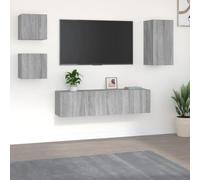 Annlera Sonoma - Set di 5 mobili per TV, colore grigio, in legno e legno, da appendere alla parete, per TV, per il soggiorno, per il soggiorno, per il soggiorno, per la casa, per la casa e la TV