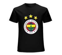 Annlin Men's Fenerbahce T Shirts Cotton T-Shirt Men Fashion T-Shirt Black XXL
