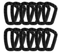 Annlpoy 12 moschettoni a forma di D, in plastica, colore nero, dimensioni (8,3 cm x 5,5 cm), leggeri, durevoli e per attività all'aperto come campeggio, escursioni e viaggi