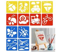 Annlpoy 12 Pezzi stencil bambini per pittura con dipingere animal da disegno,Motivi di Animali e Mezzi di Trasporto,Ideali per l'Apprendimento e la Decorazione Artigianale, in Polipropilene Lavabile
