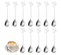 Annlpoy 12pcs Cucchiaino da Caffè in Foglia di Acciaio Inossidabile,cucchiaini da caffè particolari acciaio inox, Cucchiai da Tè e Dessert, Design Elegante per Bevande, Caffè, per Casa e Caffetteria