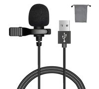 Annlpoy 1pcs Microfono USB, 2m Microfono Lavalier,microfono usb per pc Mac, Laptop - per Skype, Registrazione, Podcast, Gaming - Inclusi Clip, Manicotto Antivento e Custodia