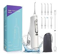 Annmiir M209 Water Dental Flosser Professional Irrigator for Dental & Oral Care with 8Tips 4 Modes 310mL Large Capacity IPX7 Waterproof Rechargeable and Portable Cordless Deep Clean Teeth Home (white)