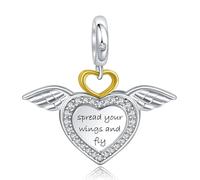Annmors Charm in argento sterling 925, per braccialetti e collana europei, con zirconi 5A, Natale, San Valentino, festa della mamma, regalo per donne e ragazze, Argento, Zirconia cubica