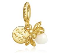Annmors Charm in argento sterling 925, per braccialetti e collana europei, con zirconi 5A, Natale, San Valentino, festa della mamma, regalo per donne e ragazze, Argento, Zirconia cubica