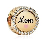 Annmors Charm in argento sterling 925, per braccialetti e collana europei, con zirconi 5A, Natale, San Valentino, festa della mamma, regalo per donne e ragazze, Argento, Zirconia cubica