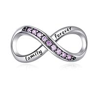 Annmors Charm Infinity Forever Family Bead Charm Donna argento Ciondolo a forma di, in argento Sterling 925, compatibile con braccialetti e collane europei