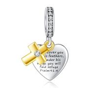 Annmors Charm Pendente Croce Incastonata di Zirconi Ciondoli Compatibile con Braccialetti e Collane Donna