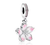 Annmors Charm Pendente Fiore di Ciliegio 925 Argento Sterling Ciondolo Pendenti per Donne Braccialetti e Collane