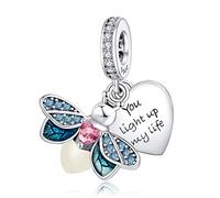 Annmors Charm Pendente Lucciola Gatto Mamma Farfalla Ciondoli Compatibile con Braccialetti e Collane Donna