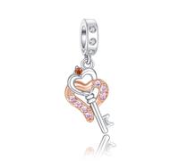 Annmors Charm Pendente Placcatura in Oro Rosa Amore Ciondoli Compatibile con Braccialetti e Collane Donna