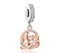 Annmors Charm Pendente Placcatura in Oro Rosa Amore Ciondoli Compatibile con Braccialetti e Collane Donna