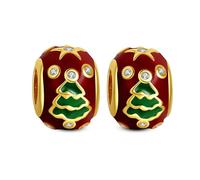 Annmors Christmas Tree Stopper Argento Sterling 925 Charm Bead Compatibile Bracciale Collane Perline zirconi 5A Natale,San Valentino,festa della mamma,ciondoli regalo per ragazze 2 pezzi/pacchetto