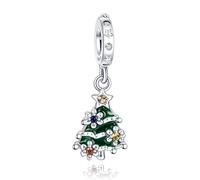 Annmors Ciondolo Argento Sterling 925 Charm Bead Compatibile Bracciale Collane Christmas Tree & Flower Perline zirconi 5A Natale,San Valentino,festa della mamma,ciondoli regalo per donne e ragazze