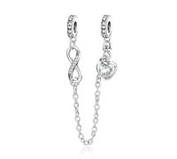 Annmors Ciondolo Argento Sterling 925 Charm Bead Compatibile Bracciale Collane Europei Infinity Love Heart Safety Chain Perline zirconi Natale,San Valentino,festa della mamma,ciondoli regalo ragazze