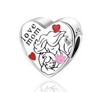 Annmors Ciondolo Argento Sterling 925 Charm Bead Compatibile Bracciale Collane Europei Mom and Daughter Love Perline zirconi 5A Natale,San Valentino,festa della mamma,ciondoli regalo per donne ragazze