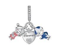 Annmors Ciondolo Argento Sterling 925 Charm Bead Compatibile Bracciale Collane Forever Love Boy Girls Perline zirconi 5A Natale,San Valentino,festa della mamma,ciondoli regalo per donne e ragazze