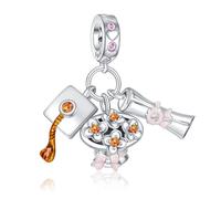 Annmors Ciondolo Argento Sterling 925 Charm Bead Compatibile Bracciale Collane Graduation Bachelor Cap Perline zirconi 5A Natale,San Valentino,festa della mamma,ciondoli regalo per donne e ragazze