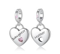 Annmors Ciondolo Argento Sterling 925 Charm Bead Compatibile Bracciale Collane Love Mother Daughter Perline zirconi 5A Natale,San Valentino,festa della mamma,ciondoli regalo per donne e ragazze