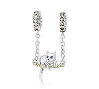 Annmors Ciondolo Argento Sterling 925 Charm Bead Compatibile Bracciale e Collane Europei Cat Chain Perline zirconi 5A Natale,San Valentino,festa della mamma,ciondoli regalo per donne e ragazze