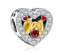 Annmors Ciondolo Argento Sterling 925 Charm Bead Compatibile Bracciale e Collane Europei Love Heart Perline zirconi 5A Natale,San Valentino,festa della mamma,ciondoli regalo per donne e ragazze