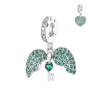 Annmors Ciondolo Argento Sterling 925 Charm Bead Compatibile Bracciale e Collane Europei May-Emerald Perline zirconi 5A Natale,San Valentino,festa della mamma,ciondoli regalo per donne e ragazze