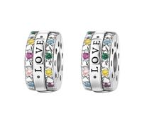 Annmors Ciondolo Argento Sterling 925 Charm Bead Compatibile Bracciale e Collane Europei Sparkle Love Clip Stopper Perline zirconi Natale,San Valentino,festa della mamma,ciondoli regalo donne ragazze