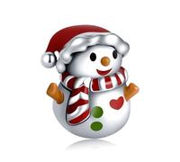 Annmors Ciondolo charm di pupazzo di neve con cappello di Natale, argento sterling 925 con zirconia cubica, ciondolo regalo per feste e compleanni per donne e ragazze.