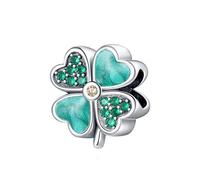 Annmors Ciondolo in Argento Sterling 925 Charm Bead Compatibilcon Braccial Collan Europei Lucky Clover Perlincon zirconi cubici per NatalSan Valentino festa della mamma ciondoli regalo per donnragazze