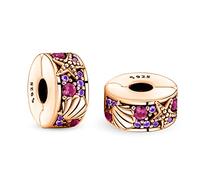 Annmors Ciondolo in Argento Sterling 925 Charm Bead Compatibilcon Braccial Collan RosGold Pav Clip Perlincon zirconi cubici San Valentino festa della mamma ciondoli regalo per donnragazzpacks of 2