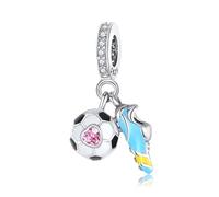 Annmors Ciondolo in Argento Sterling 925 Charm Bead Football and Shoes con Zirconia Cubica,Compatibile con Bracciale e Collane Europei,per la festa della mamma,compleanno,regalo di Natale