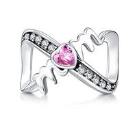 Annmors Ciondolo in Argento Sterling 925 Charm Bead Infinite Moon Love con Zirconia Cubica,Compatibile con Bracciale e Collane Europei,per la festa della mamma,compleanno,regalo di Natale