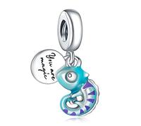 Annmors Color-changing Chameleon Dangle Charm in Argento Sterling 925 Pendant fit Women Bracelet&Necklace