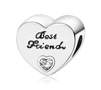 Annmors Donna Ciondolo a Cuore Migliori Amiche Argento 925 Colgantes con Zirconia cubica per Charm Bracciale