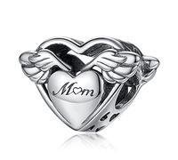 Annmors Donna Ciondolo Ali d Angelo e Mamma Argento 925 Colgantes per Charm Bracciale